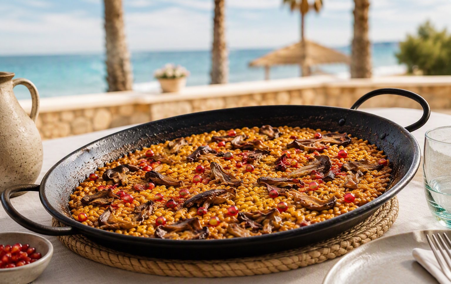 Arroz de setas y presa ibérica de Arrocería Varadero en Mezquitilla, Málaga